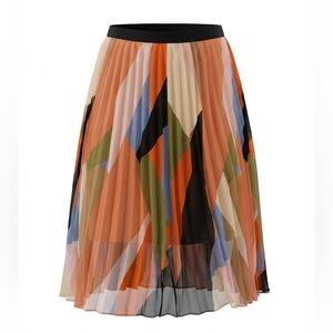 HD in Paris Anthropologie Skirt Womens Size 2 Multicolor Pleated Midi